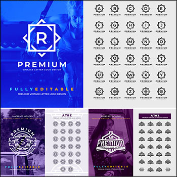 4套复古英文字母LOGO标志蚂蚁素材网矢量图标精选