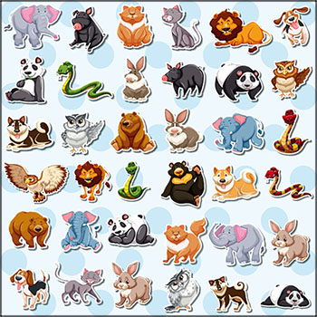 7套可爱卡通动物蚂蚁素材网矢量素材精选