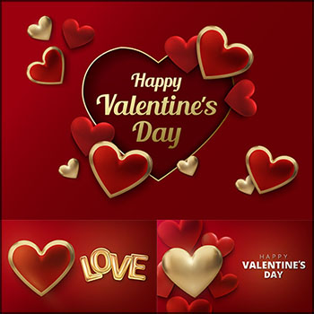 5款情人节红色爱心婚礼海报背景插图蚂蚁素材网矢量素材精选