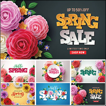 6款春季花卉超市横幅促销特惠海报蚂蚁素材网矢量素材精选