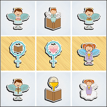 可爱男孩女孩天使性别图标蚂蚁素材网矢量插图精选