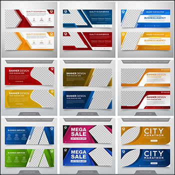 9套企业简约横幅广告蚂蚁素材网矢量模板精选