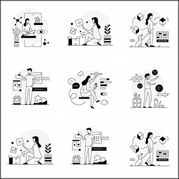 6款手机智能科技APP蚂蚁素材网矢量插图精选