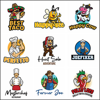 11款可爱卡通动物厨师农场农夫LOGO标志蚂蚁素材网矢量图标精选