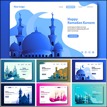 12款伊斯兰斋月主题网站BLOG横幅插图蚂蚁素材网矢量素材精选