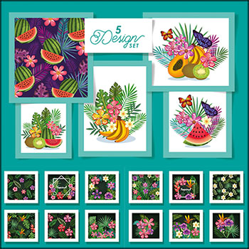 热带水果绿色植物动物蚂蚁素材网矢量插图精选