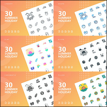6套夏季旅行旅游设计图标蚂蚁素材网矢量素材精选