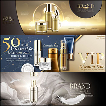 6款护大气护肤品化妆品横幅海报打折促销卡蚂蚁素材网矢量模板精选