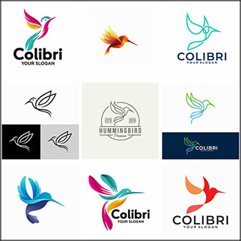9款蜂鸟抽象图标徽标矢量LOGO标志