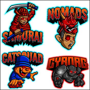 6款邪恶风格LOGO标志印染图案蚂蚁素材网矢量素材精选