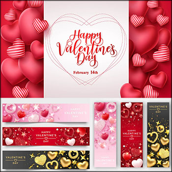 8套情人节爱情婚礼横幅海报背景蚂蚁素材网矢量素材精选