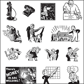 3套复古报纸杂志打电话媒体采访蚂蚁素材网矢量插图精选