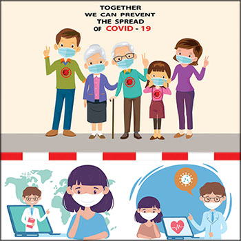 6款2019新型冠状病毒预防海报插画蚂蚁素材网矢量素材精选