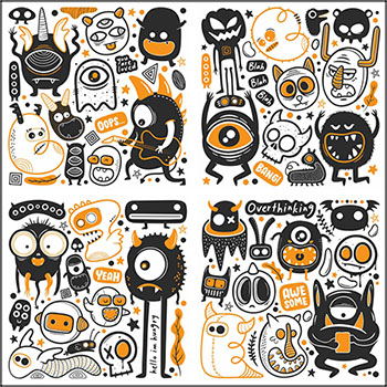 4套有趣的可爱怪物插画蚂蚁素材网矢量素材精选