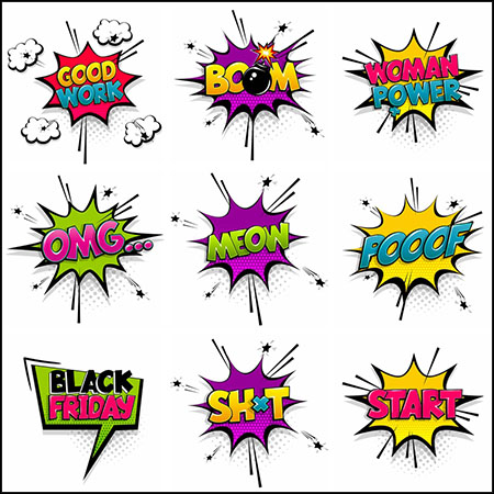 漫画波普风格复古卡通爆炸效果标签蚂蚁素材网矢量素材精选