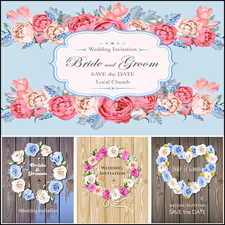 10款花卉花环装饰邀请卡邀请函蚂蚁素材网矢量素材精选