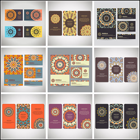 20套曼陀罗剪纸图案装饰名片卡片吊牌蚂蚁素材网矢量模板精选