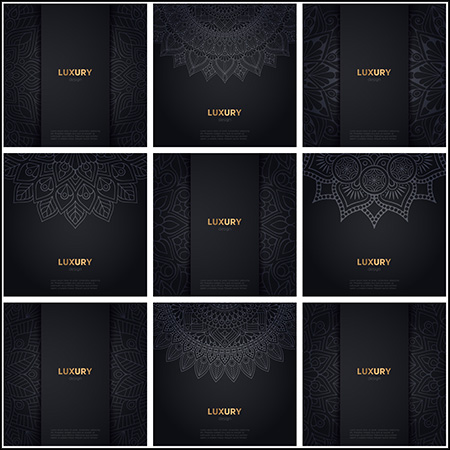 曼陀罗花纹装饰深色背景蚂蚁素材网矢量素材精选