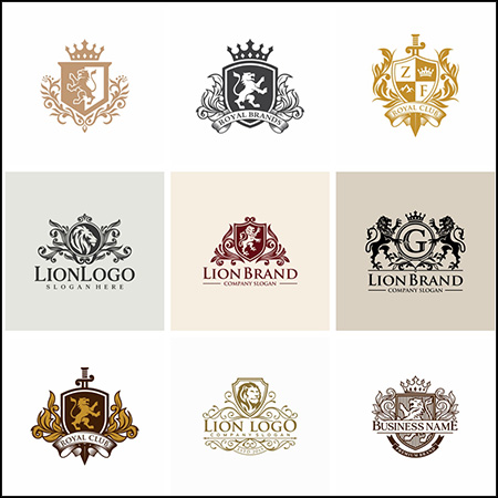 9款皇冠狮子LOGO标志蚂蚁素材网矢量图标精选