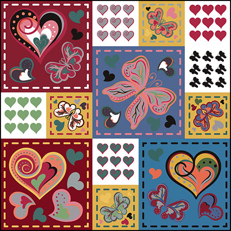 15套金色爱心和蝴蝶蚂蚁素材网矢量插图精选