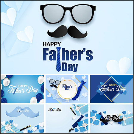 7款父亲节蓝色海报背景蚂蚁素材网矢量插图精选