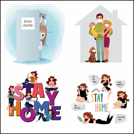 2019新冠病毒预防居家防疫蚂蚁素材网矢量插图精选