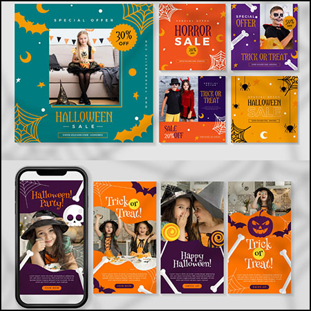 万圣节手机端网页端海报横幅蚂蚁素材网矢量模板精选
