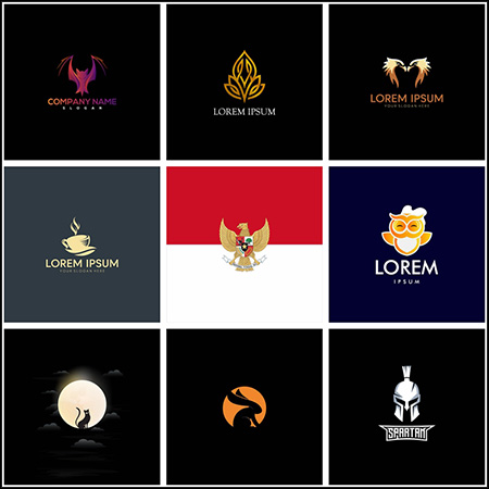 9款蝙蝠老鹰咖啡猫头鹰小猫兔子创意LOGO标志图标