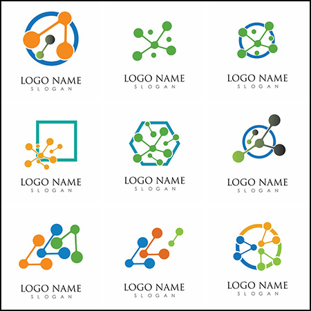 16款分子结构LOGO图标蚂蚁素材网矢量标志精选