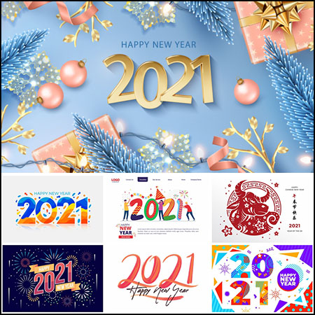 12款2021年新年快乐横幅与金色数字等蚂蚁素材网矢量素材精选
