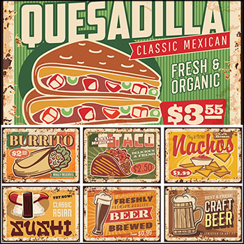 食物食品餐厅复古标牌蚂蚁素材网矢量素材精选