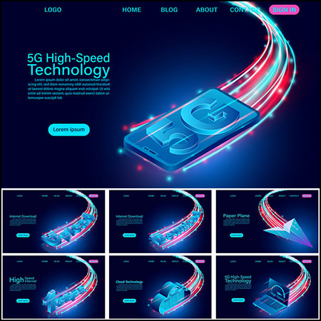 5G互联网概念等距蚂蚁素材网矢量插图精选素材