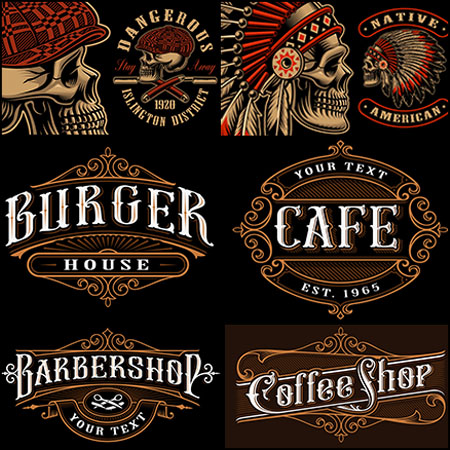 欧式复古徽章徽标创意文字蚂蚁素材网矢量素材精选