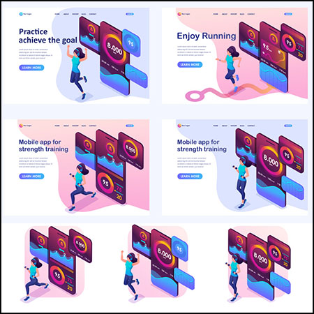 6款运动科技2.5D等距插图