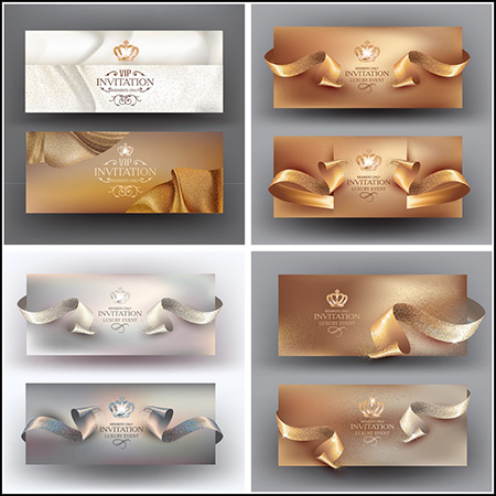 4套高端金色贵兵VIP会员卡金卡蚂蚁素材网矢量素材精选