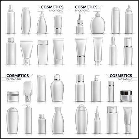 4套化妆品洗发水护肤用品洗浴用品瓶装矢量样机模型