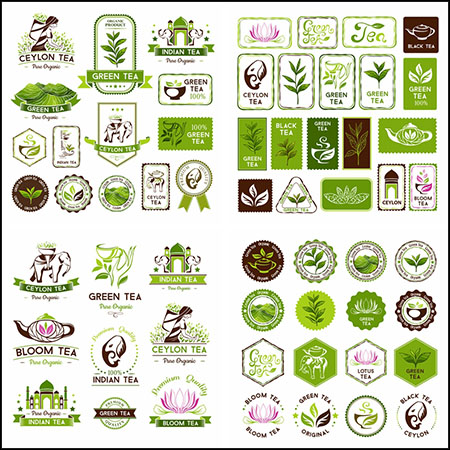 10套绿色植物LOGO标志矢量标签素材