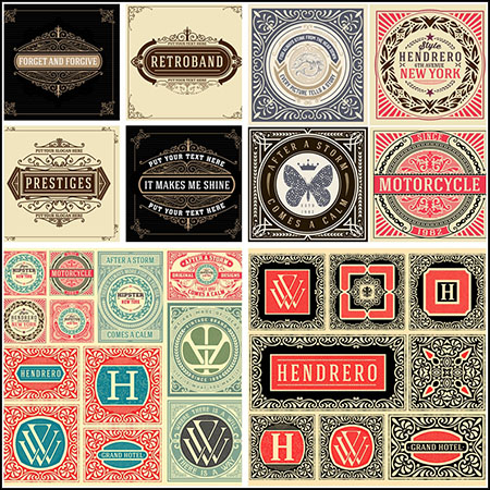 12款欧式花纹LOGO标志标签蚂蚁素材网矢量素材精选