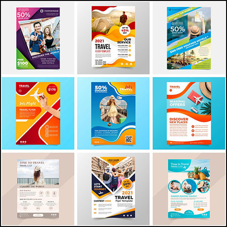 9款旅游渡假促销海报传单蚂蚁素材网矢量模板精选