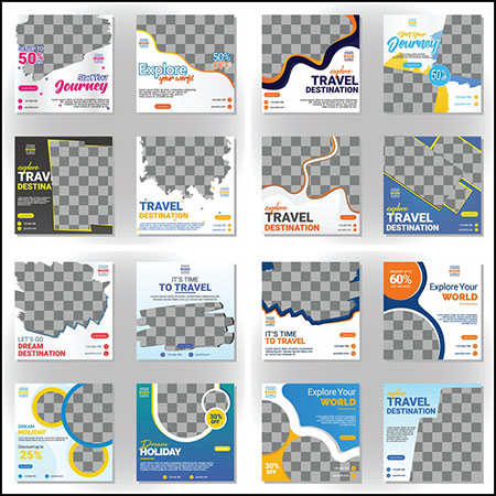 16款网站社交媒体正方形横幅促销模板蚂蚁素材网矢量素材精选