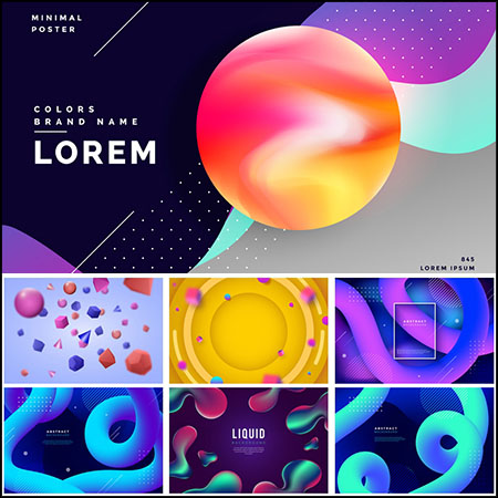 8款立体多边形渐变抽象横幅背景蚂蚁素材网矢量素材精选