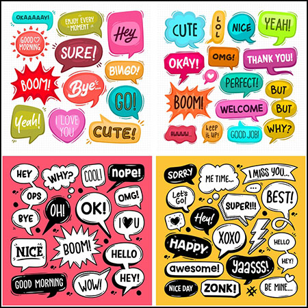 9套创意卡通风格对话框蚂蚁素材网矢量素材精选