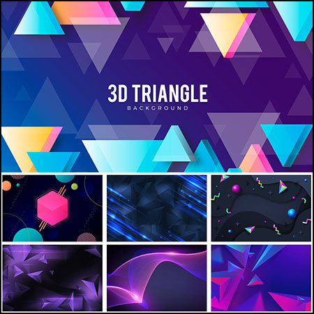 7款立体菱形多边形抽象几何背景蚂蚁素材网矢量素材精选