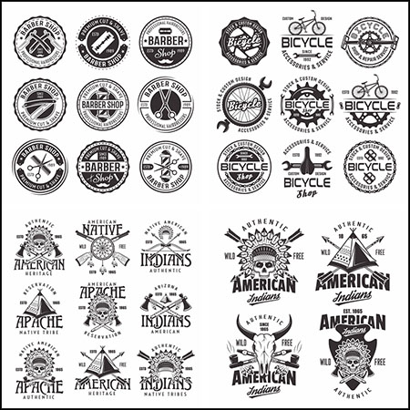 9套复古贴纸徽标企业LOGO标志蚂蚁素材网矢量素材精选