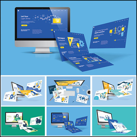 现代网站设计网络营销蚂蚁素材网矢量插图精选