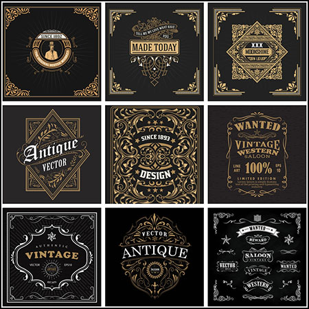 12款欧式花纹图案矢量标签模板