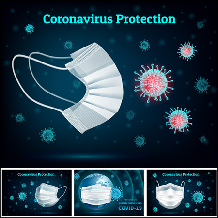 5款戴口罩预防新冠病毒蚂蚁素材网矢量插图精选