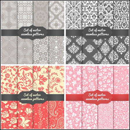 7套欧式花纹无缝背景蚂蚁素材网矢量素材精选