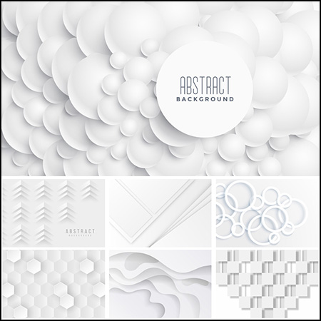 8款白色3D立体抽象背景蚂蚁素材网矢量素材精选