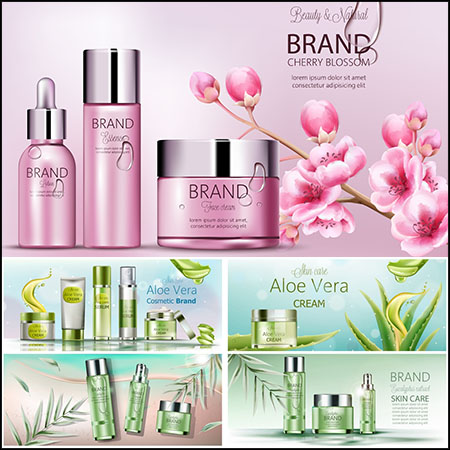 8款女性护肤品横幅海报分层模板